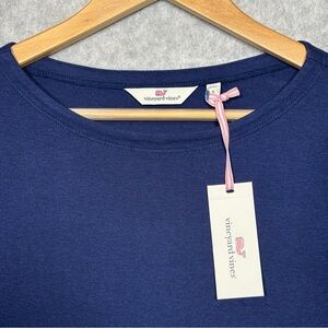 Vineyard Vines Boatneck Long Sleeve Knit Shirt-Deep Bay Blue-Women Size Small